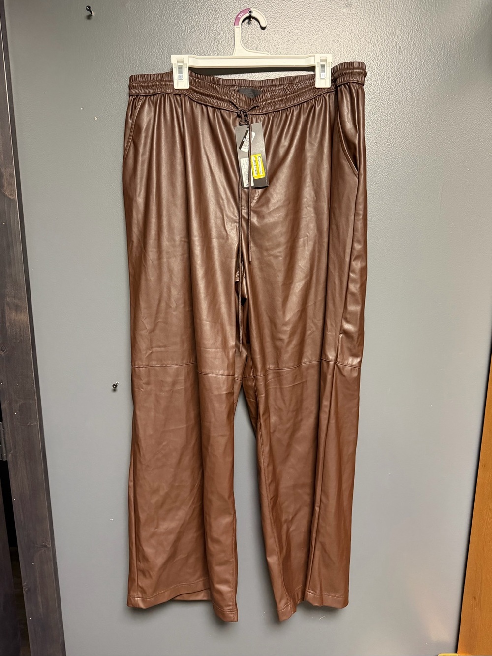 NWT Target Faux Leather Wide Leg Pull On Pants Brown XXL Future Collective